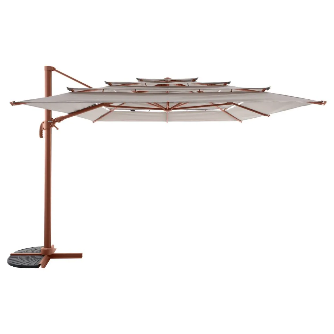 Parasol déporté rectangulaire inclinable MELHIA Lin / Acajou