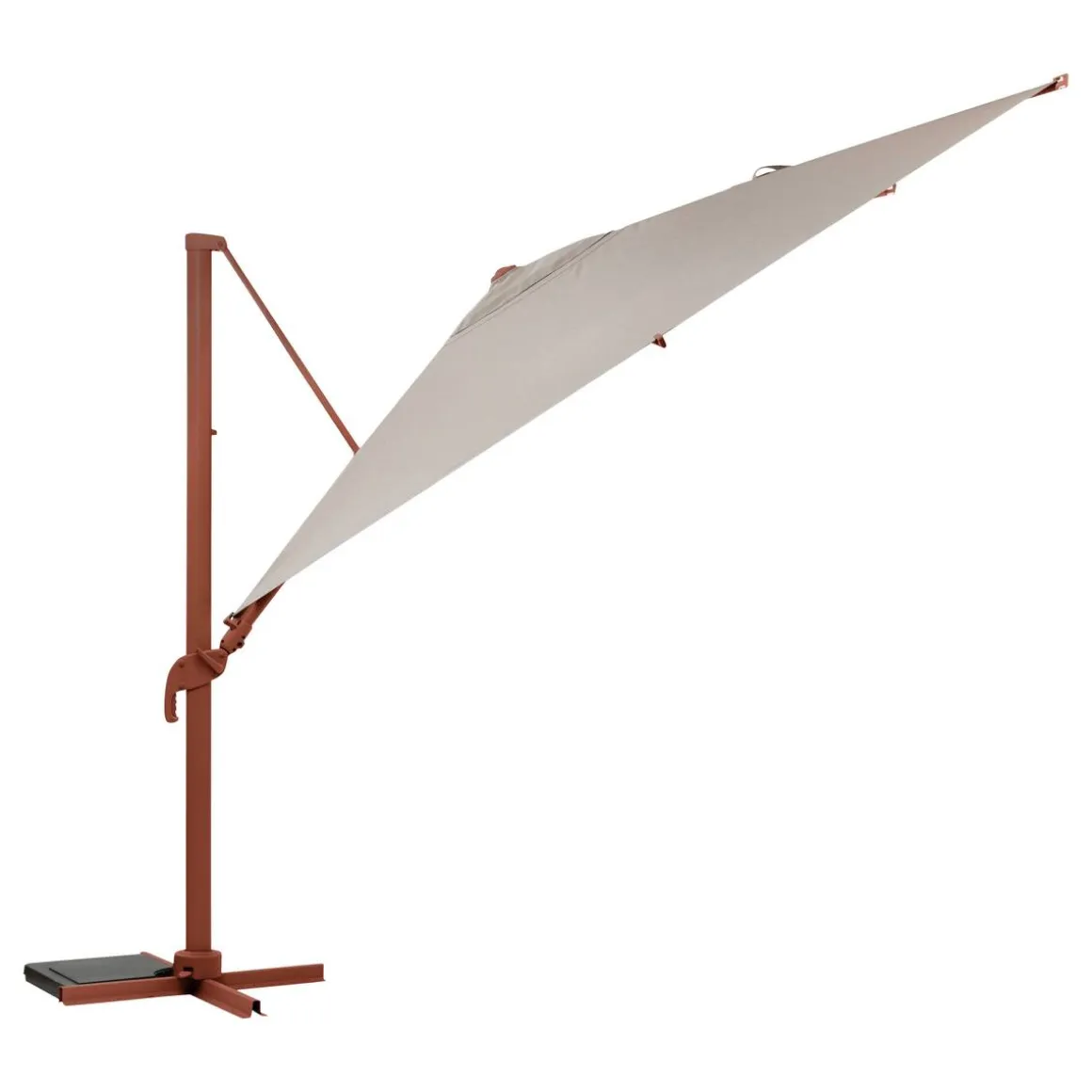 Parasol déporté rectangulaire inclinable MELHIA Lin / Acajou
