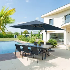 Parasol déporté rectangulaire ÉQUADOR Pétrole