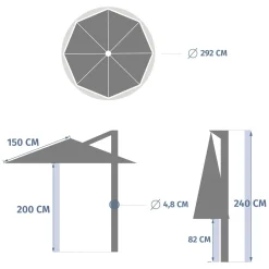 Parasol déporté rond MANOA Café