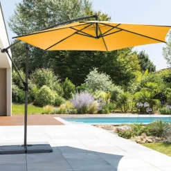 Parasol déporté rond MANOA Jaune moutarde