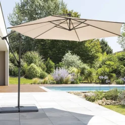 Parasol déporté rond MANOA Taupe