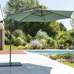Parasol déporté rond MANOA Vert olive