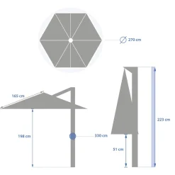 Parasol déporté rond NAULIA Ardoise