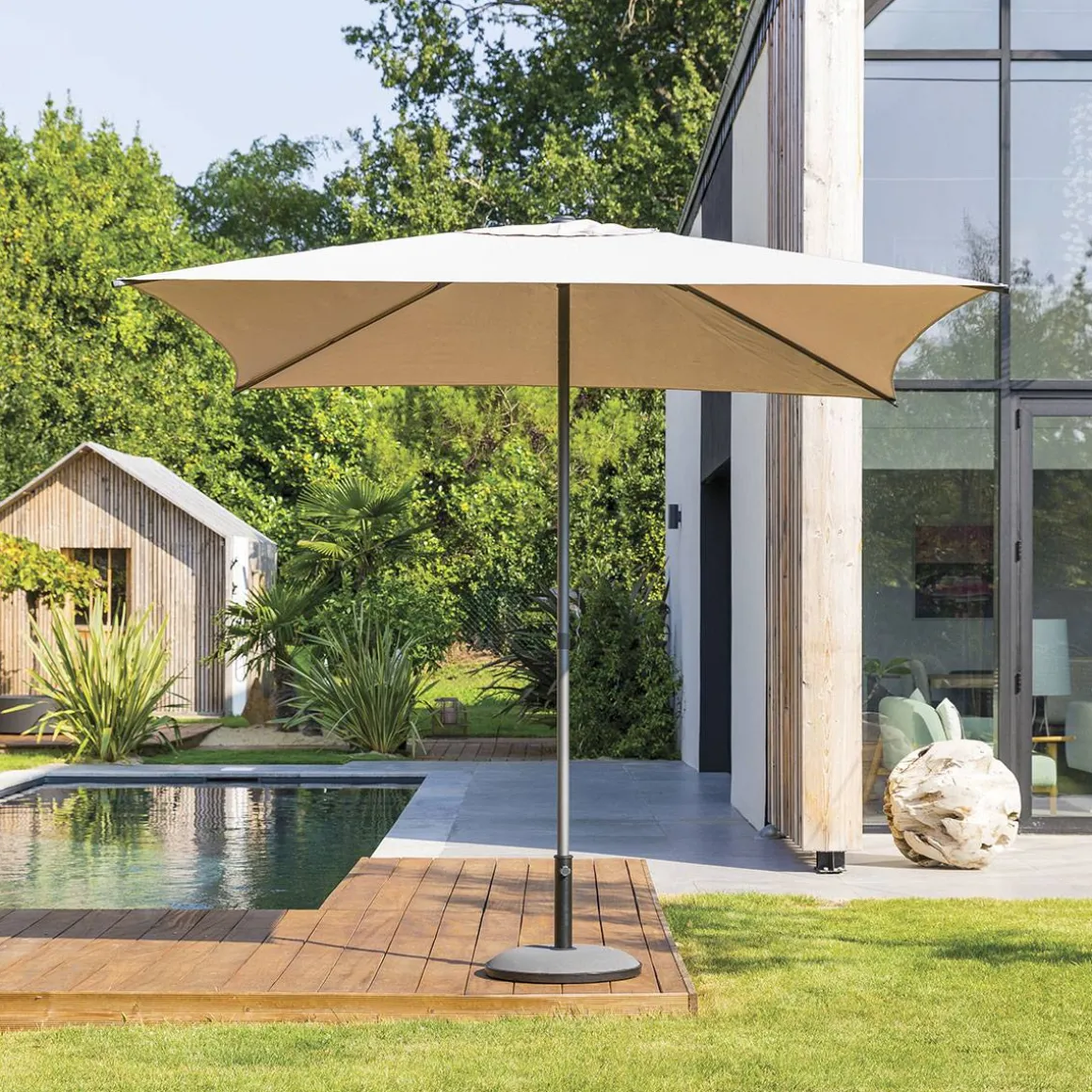 Parasol droit carré inclinable SOYA Taupe