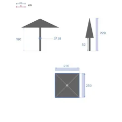 Parasol droit carré inclinable SOYA Taupe