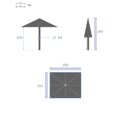 Parasol droit rectangulaire inclinable LOOMPA Ardoise