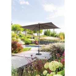 Parasol droit rectangulaire inclinable LOOMPA Ardoise