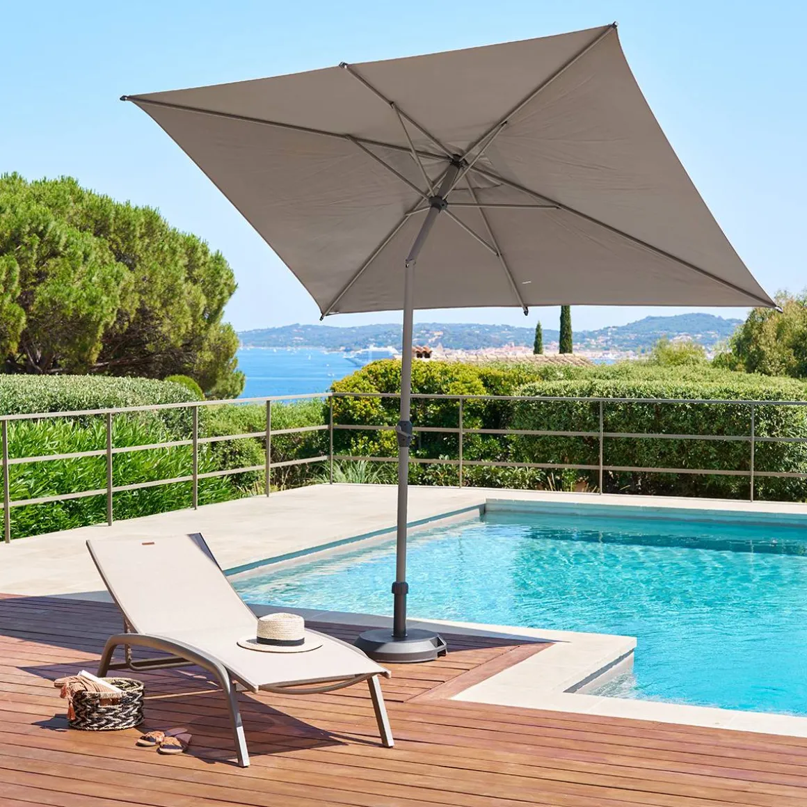 Parasol droit rectangulaire inclinable LOOMPA Café