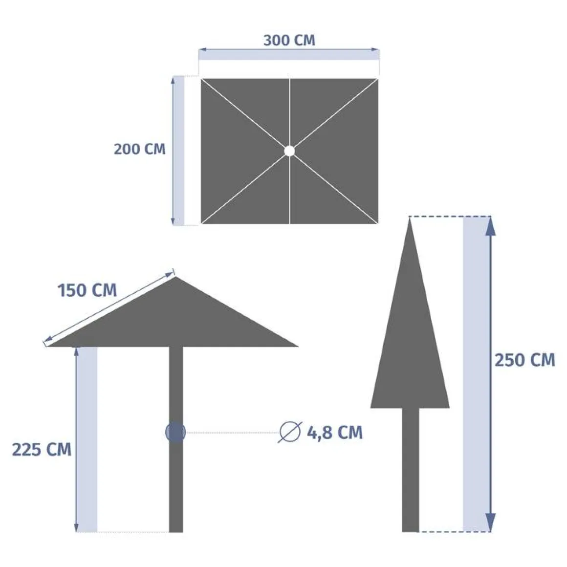 Parasol droit rectangulaire inclinable LOOMPA Café