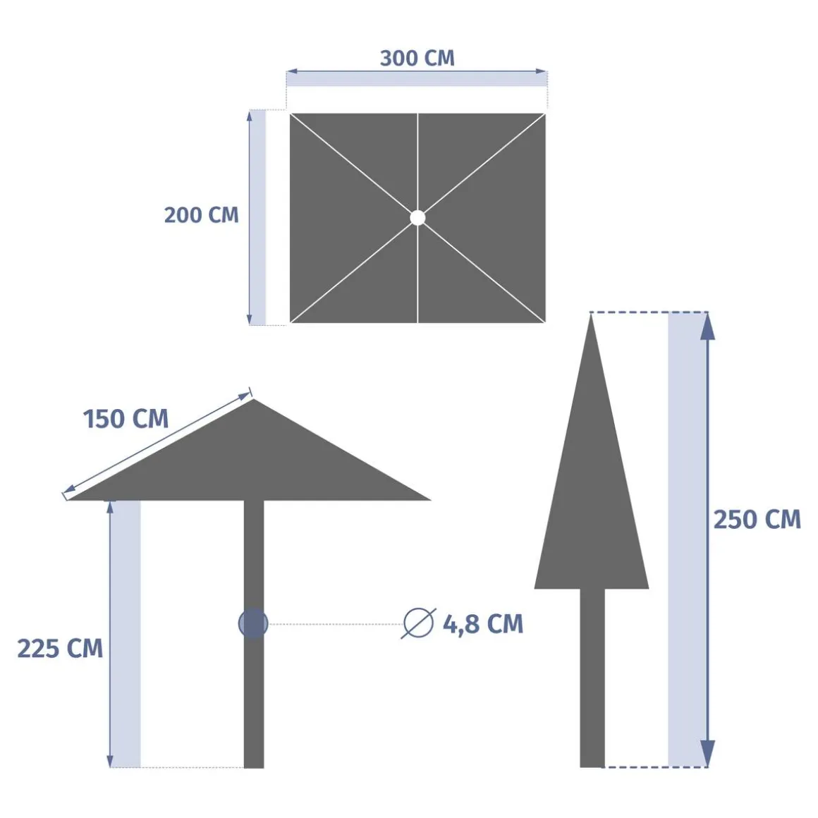 Parasol droit rectangulaire inclinable LOOMPA Café