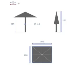 Parasol droit rectangulaire inclinable LOOMPA Taupe