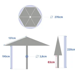 Parasol droit rond inclinable SOYA Café