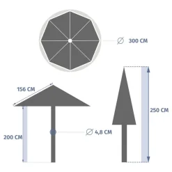 Parasol droit rond inclinable LOOMPA Acajou