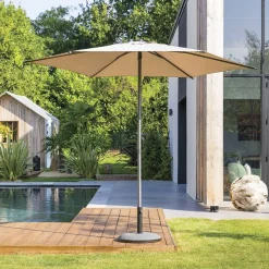 Parasol droit rond inclinable SOYA Taupe