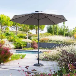 Parasol droit rond inclinable LOOMPA Ardoise