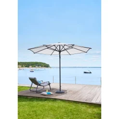 Parasol droit rond MALUVIA Blanc