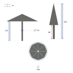 Parasol droit rond TINAEI Bordeaux