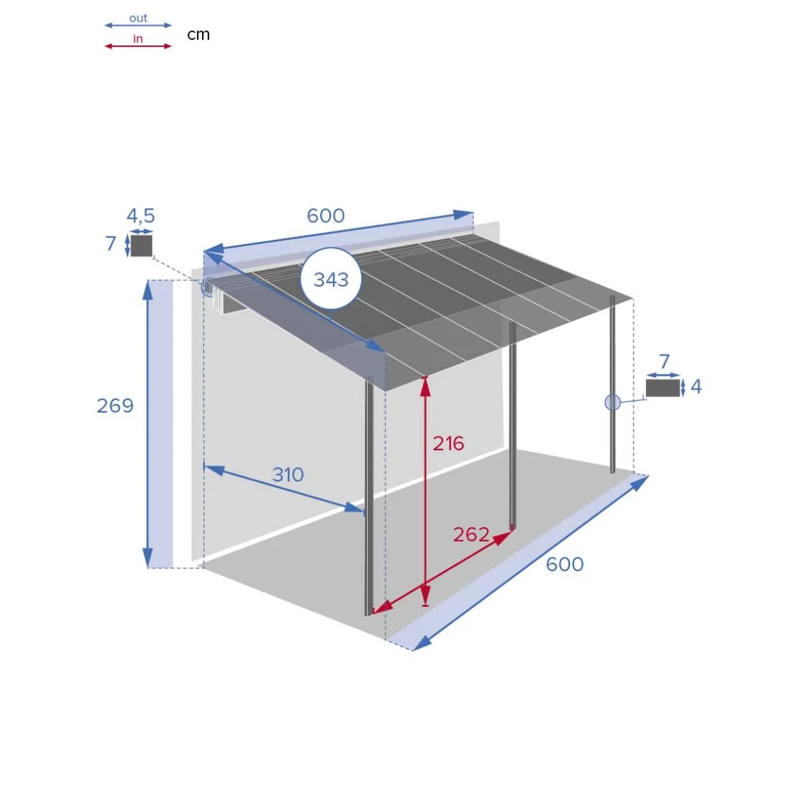 Pergola adossée BELIZE Graphite