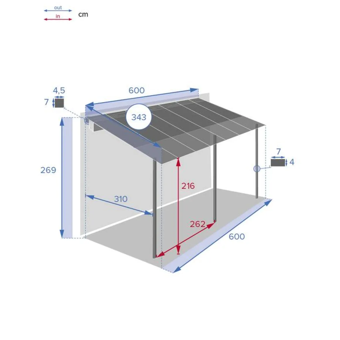 Pergola adossée BELIZE Graphite