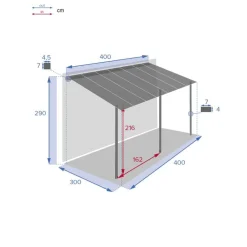 Pergola adossée BELIZE Graphite