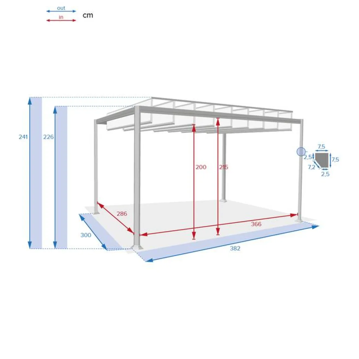 Pergola autoportante BELIZE Graphite