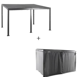 Pergola AVILA Graphite + 1 kit de rideaux