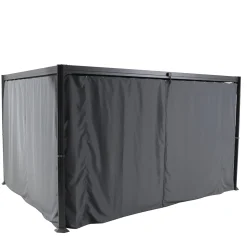 Pergola BELIZE Graphite + 1 kit de rideaux Ardoise