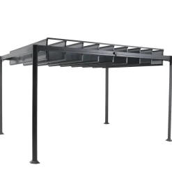 Pergola BELIZE Graphite + 1 kit de rideaux Ardoise