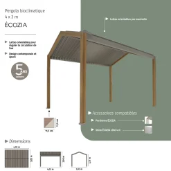 Pergola bioclimatique autoportante ECOZIA Honey