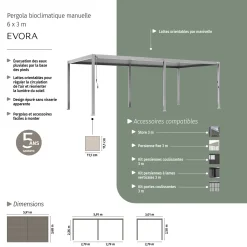 Pergola bioclimatique autoportante EVORA Argile