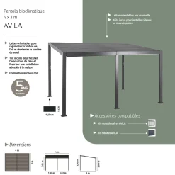 Pergola bioclimatique AVILA Graphite