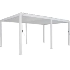 Pergola bioclimatique EVORA blanc + 1 kit de rideaux, moustiquaires et rails