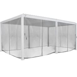 Pergola bioclimatique EVORA blanc + 1 kit de rideaux, moustiquaires et rails