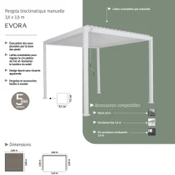 Pergola bioclimatique EVORA Blanc