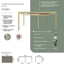 Pergola bioclimatique électrique EVORA Effet bois Honey
