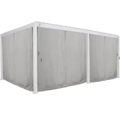 Pergola bioclimatique électrique EVORA blanc + 1 kit de rideaux, moustiquaires et rails