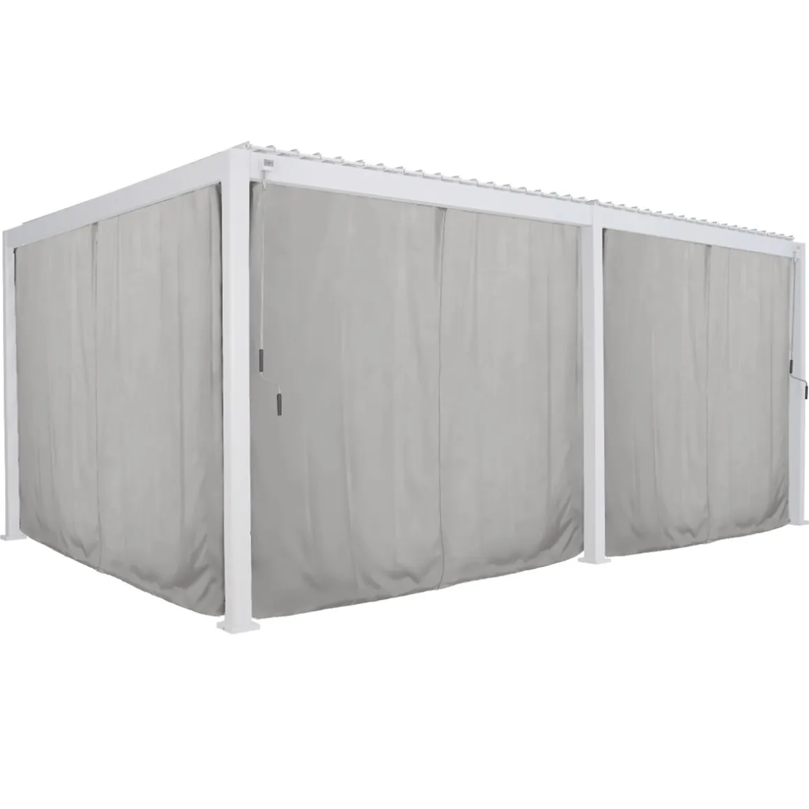Pergola bioclimatique électrique EVORA blanc + 1 kit de rideaux, moustiquaires et rails
