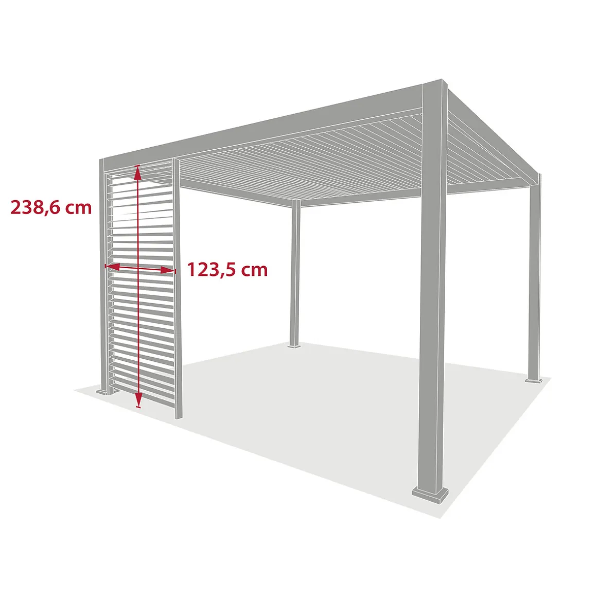 Pergola EVORA avec 3 persiennes et 2 stores