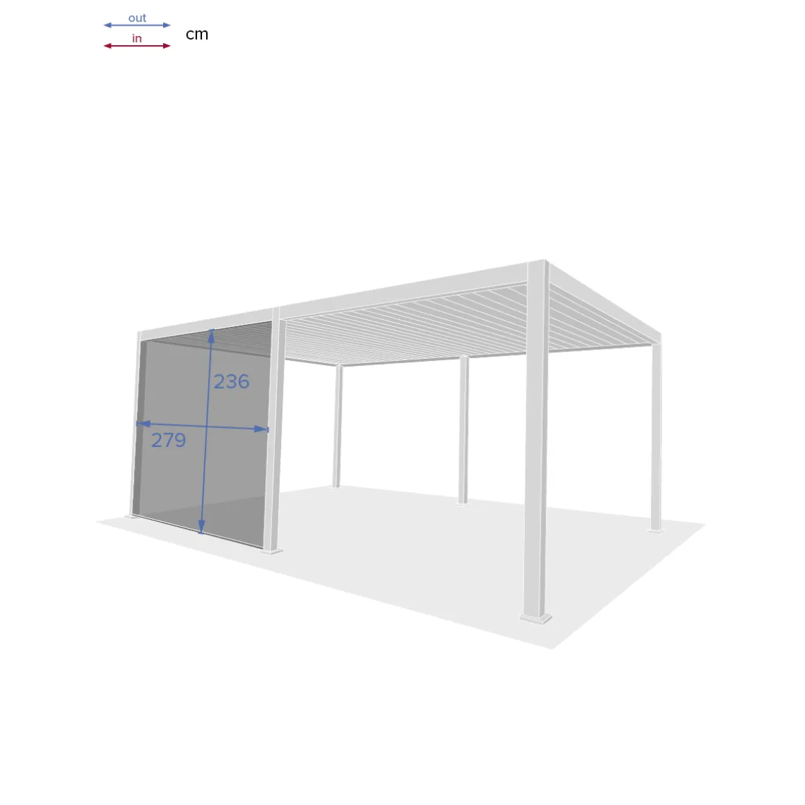 Pergola EVORA avec 3 persiennes et 2 stores