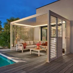 Pergola électrique bioclimatique autoportante EVORA Argile