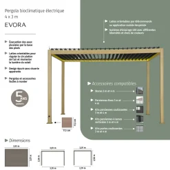 Pergola électrique bioclimatique EVORA Effet bois Honey