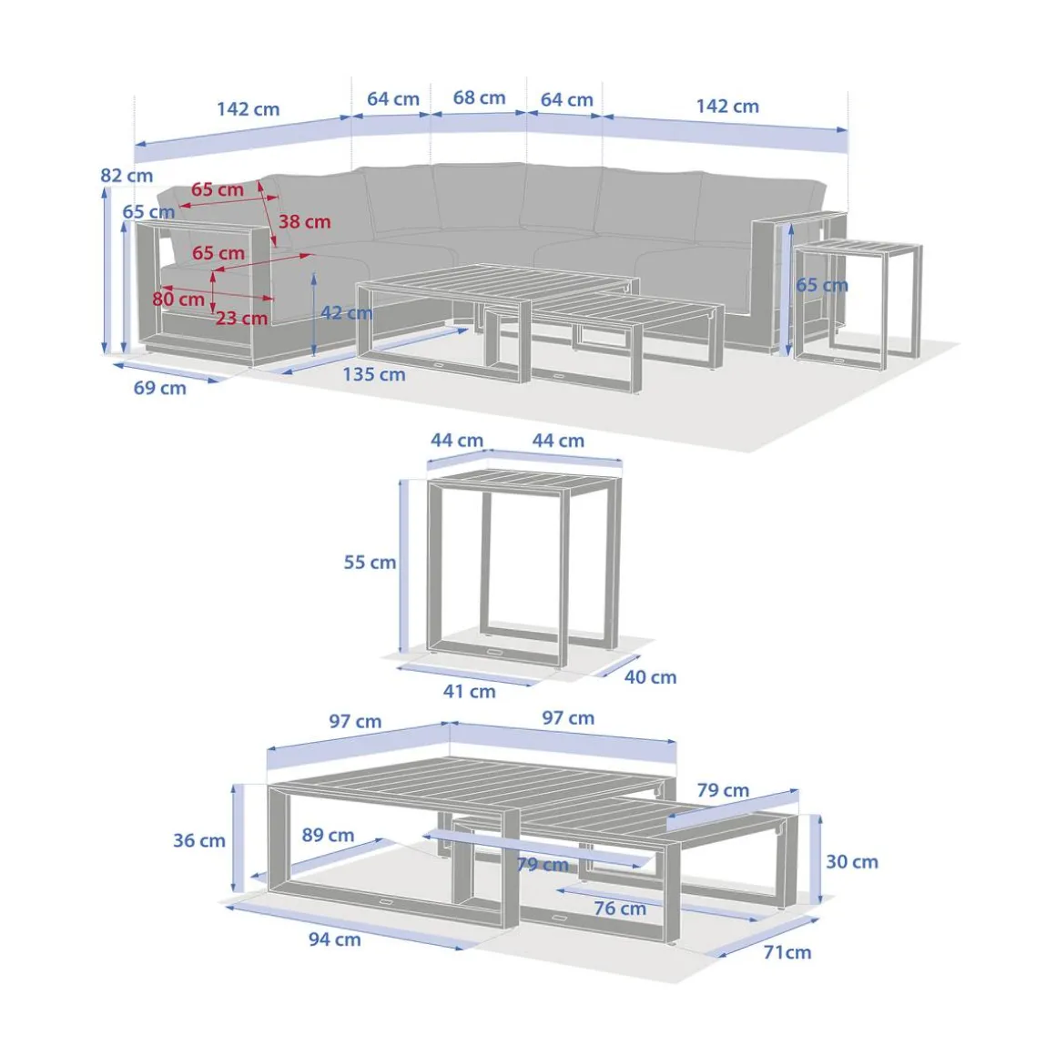 Salon d'angle de jardin ALLURE Graphite
