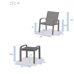 Salon de jardin duo ELYN Bleu canard & Graphite