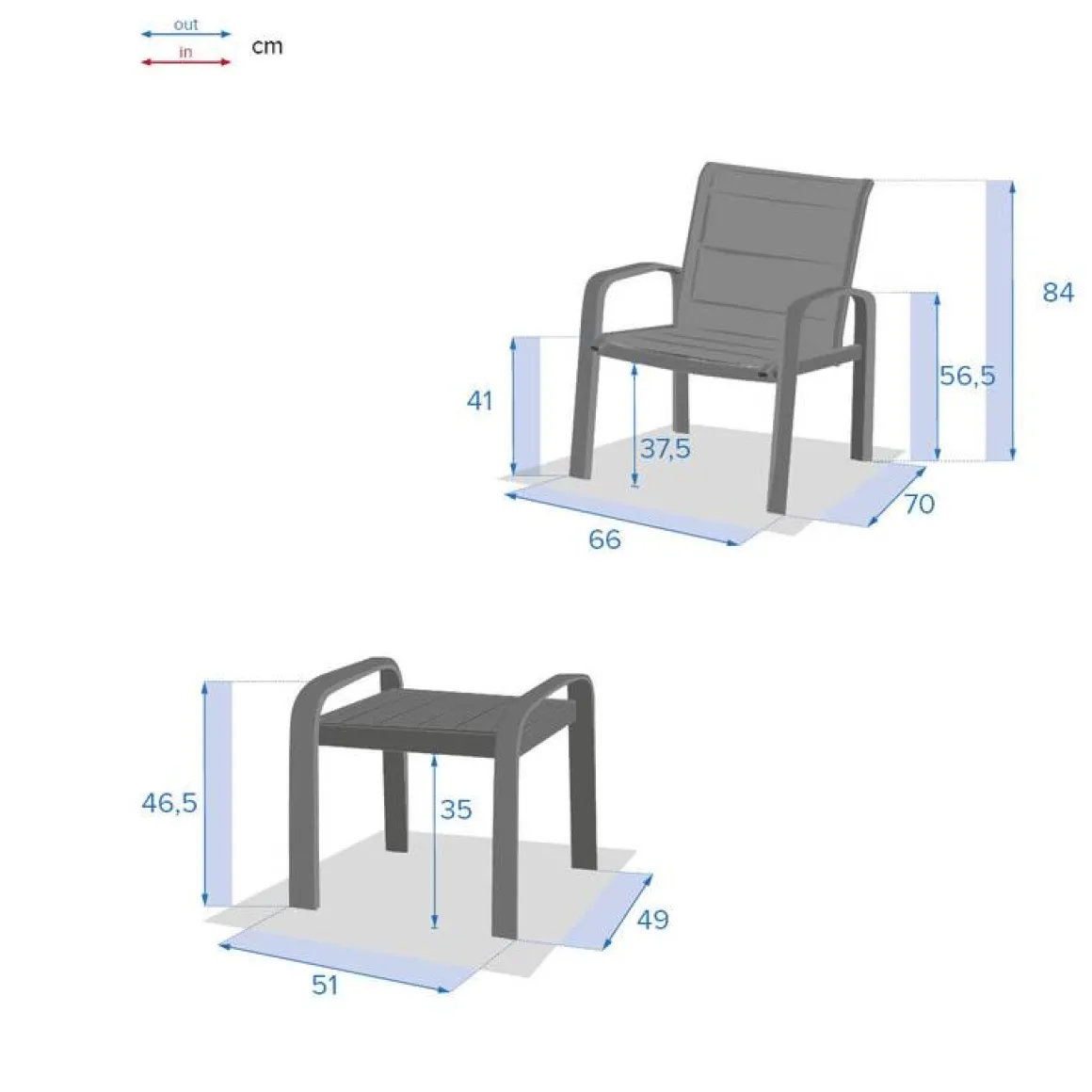 Salon de jardin duo ELYN Noisette & Blanc