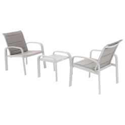 Salon de jardin duo ELYN Noisette & Blanc