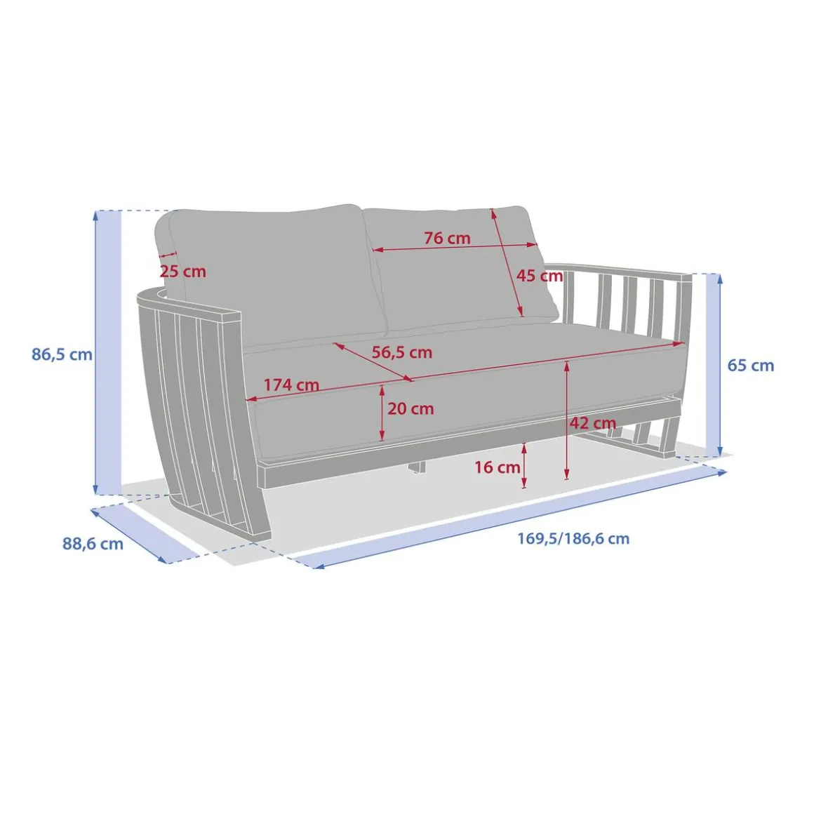 Salon de jardin LEMINDO Eucalyptus