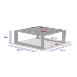Table basse de jardin carrée ALLURE Graphite