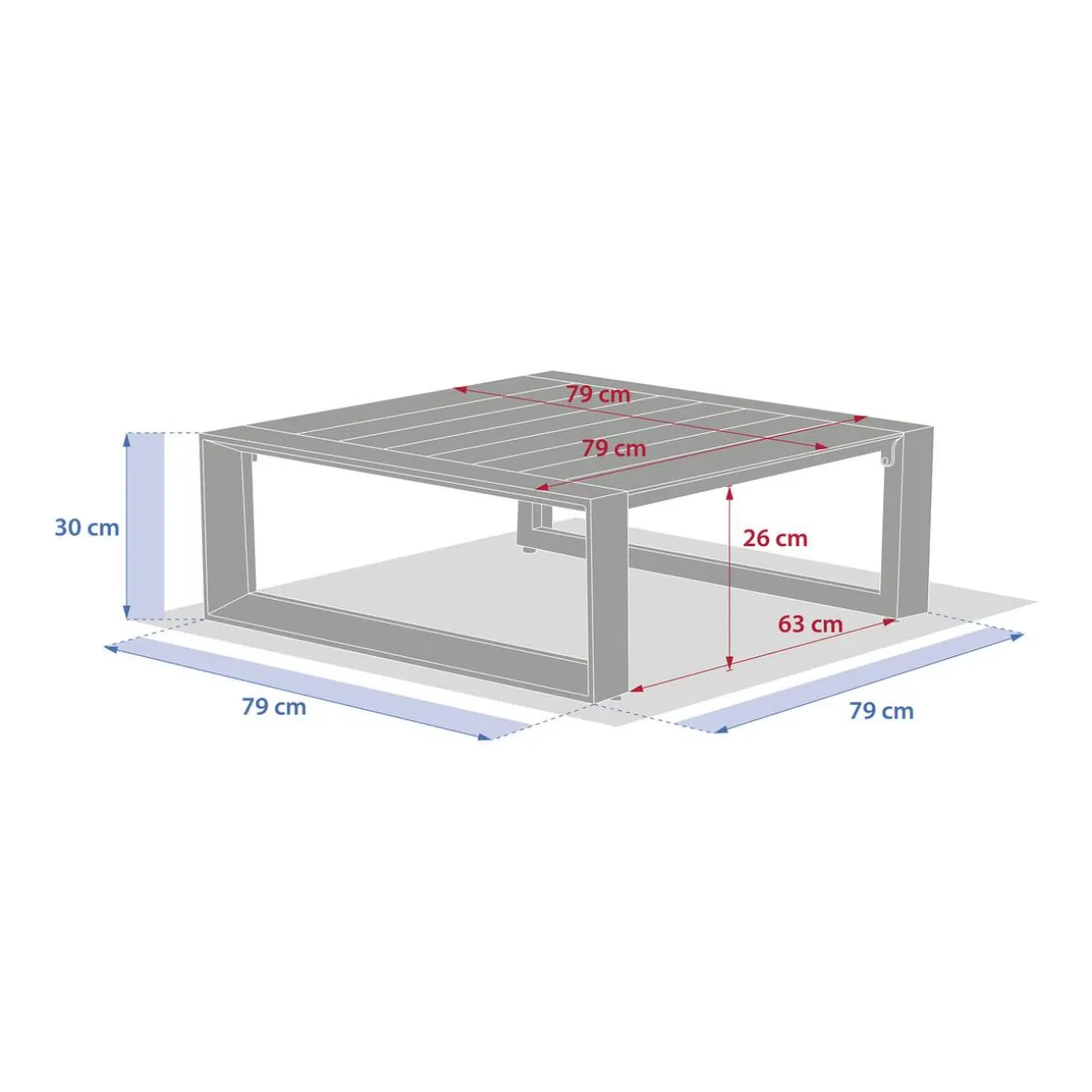 Table basse de jardin carrée ALLURE Graphite