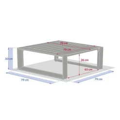 Table basse de jardin carrée ALLURE Lin / Acajou
